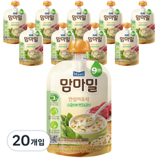 맘마밀 안심 이유식 9개월 부터, 100g, 20개, 시금치와 연근소고기 - 맘마밀9개월