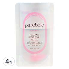퓨어블 프리미엄 포밍 핸드워시 부드러운 핑크 리필, 베리향, 4개, 300ml
