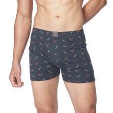 LIUKOO 煙斗 典雅彈性平口褲, 100%絲光棉材質, 舒適透氣男四角褲, XL, 灰色