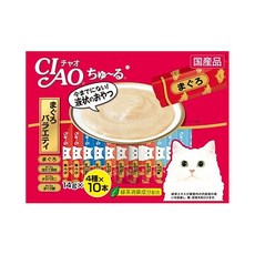 INABA 肉泥 鮪魚四種口味, 條狀設計 泥狀質地 綠茶消臭成分配方, 鮪魚&鮪魚 + 干貝&鮪魚 + 鱈場蟹&鮪魚 + 鮪魚片, 560g, 1袋