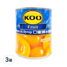 KOO 口蜜牌 水蜜桃罐頭, 825公克, 特選品質, 825g, 3罐