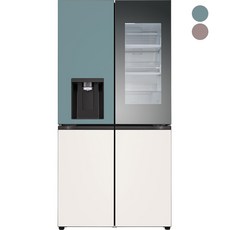 [색상선택형] LG전자 디오스 오브제컬렉션 얼음정수기냉장고 W824GKB472 글라스 방문설치, 오브제컬렉션 클레이민트 + 베이지, W824GTB472S