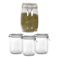 헬로키친 다용도 밀폐 유리병, 1L, 4개 1000ml, 4개