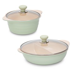 드림셰프 OSLO 인덕션 허브 냄비세트 2종, 혼합색상, 양수냄비 20cm + 샤브샤브냄비 28cm, 1세트