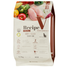 유한양행 Recipe V 세븐제로 고양이 사료, 치킨(씨 C), 4.5kg, 1개
