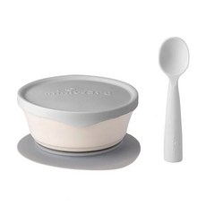 miniware 微兒 天然聚乳酸新生寶寶組, 麥片碗, 矽膠碗蓋, 矽膠湯匙, 防滑吸盤, 香草芝麻, 1組, 碗片1入, 矽膠吸盤1入, 矽膠上蓋1入, 矽膠湯匙1入
