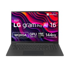 LG전자 2025 그램 Pro AI 16 WQXGA 코어Ultra5 루나레이크, 메탈그레이, 256GB, 16GB, WIN11 Home, 16Z90TS-GS56K