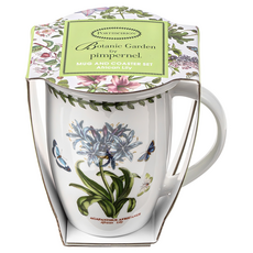 PORTmeIRION 波特玫琳恩 植物圖案印花馬克杯+杯蓋組, 百合款, 1組