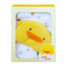 PiYOPiYO 黃色小鴨 造型小鹿雙面被+枕禮盒, 親膚透氣, 內附小鴨護頭枕, 110x90cm雙面被, 90cm*110cm, 淺黃色, 1組