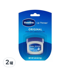 Vaseline 凡士林 護唇膏, 原味, 滋潤保濕, 0.25 oz (7g), 0.25oz, 2罐