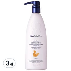 유아용 누들앤부 대용량 킨더 3 in 1 샴푸 린스 & 워시, 473ml, 3개