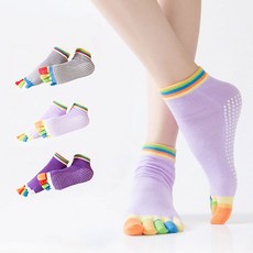 Edeline 女用防滑腳趾修身高爾夫襪 3 腿套裝, 1組, 顏色灰色,顏色淺紫色,顏色紫色