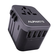 ALPHAPLAN USB 4埠Type C 1埠多合一海外旅行用多合一轉接頭 黑色+灰色 JY-305B, 1個