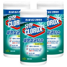유한크로락스 세정살균티슈 후레시 센트 75매, 3개