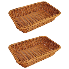 Rattan Rattan 長方形托盤 45 x 35 x 8 cm, 2個, 棕色