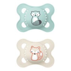 MAMBaby 신생아 오리지널 실리콘 쪽쪽이 2종 세트, 1단계(2~6개월), 블루, 화이트, 1세트