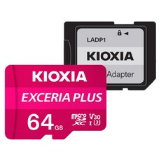 키오시아 EXCERIA PLUS HC UHS-I microSD 메모리카드 + SD 어댑터 세트, 64GB, 1개