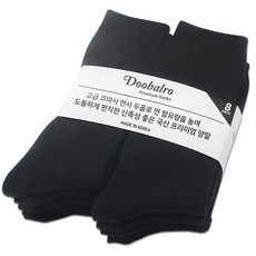 두발로 남성용 스포츠 면사 2올 무지 장목 양말 8p, 블랙