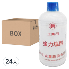 鎮牌 強力鹽酸 工業用 箱裝 500g x 24瓶入, 24瓶