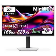 한성컴퓨터 UHD FHD Fast IPS QD Mini LED 160Hz 320Hz 듀얼모드 게이밍 모니터 화이트, 68.58cm, TFG27U16PM180ZMW(무결점)