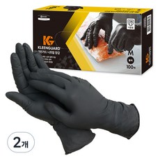 크린가드 니트릴 장갑 100p, 블랙, 중(M), 2개