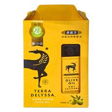 TERRA DELYSSA 德麗莎 特級初榨橄欖油禮盒, 全球第二大橄欖油生產國出品，適用於各種料理，高溫烹調也能安心使用, 1盒