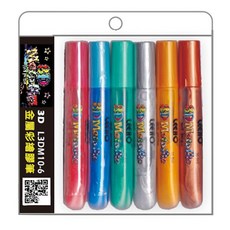LEEHO STATIONERY 3D金屬彩繪膠筆套裝, 10g, 6色, 1組