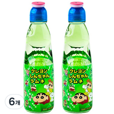 크레용신짱라무네 탄산음료 멜론, 200ml, 6개