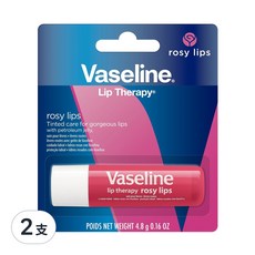 Vaseline 凡士林護唇膏，高效潤澤，保持雙唇水嫩，深層滋潤，修護唇部肌膚，重現光澤，恢復自然水嫩, 玫瑰潤色, 4.8g, 2支