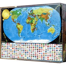 퍼즐코리아 세계 지도 영문판 직소퍼즐, 1000피스, 혼합 색상