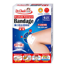 Dr.Check Nursing Expert 護理專家 傷口防水透氣貼, 7 x 6cm, 6片裝, 防水透氣, 保護傷口, 6片, 1盒