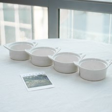 雪城白紙圓形雙手湯碗16cm, 乳白色, 4個