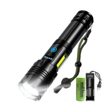 TX Tanox 特林 XHP-70 LED超強亮USB充電手電筒，亮度3000流明以上，高亮度雙光源，4格藍光電量顯示，TYPE C傳輸充電, 1個