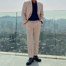 파이브라지 남성용 빅사이즈 데일리 모던 스판 정장세트 - 남자베이지정장