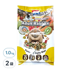 Pet Village 魔法村 兔子天然水果大餐, 添加蔬果牧草 提升免疫力 改善尿臭 加鈣礦物質 強健骨骼牙齒, 1kg, 2袋