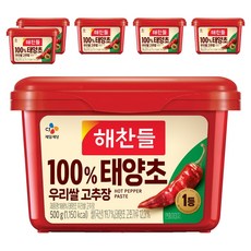해찬들 100% 태양초 우리쌀 고추장, 500g, 6개