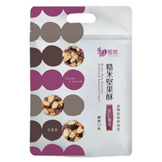 True Life 粗味 健康糙米水果酥, 杏仁海苔酥, 全素食, 無麩質, 豐富鐵質, 膳食纖維, 營養均衡, 128g, 1包