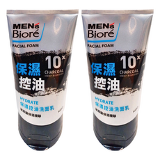 MEN'S Biore 保濕控油洗面乳，含10倍炭成分, 100g, 2條