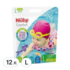 Nuby 游泳褲型尿布 女童, L, 12片