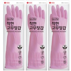 롯데이라이프 착한 고무장갑 중, 핑크, 3개