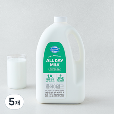 덴마크 신선한 저지방 & 칼슘 1A등급 올데이 밀크, 5개, 2.3L