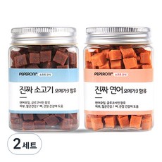 페페로니 강아지 오메가3 트릿 진짜 연어 + 진짜 소고기, 소고기 + 연어, 180g, 2세트