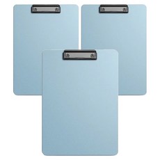 A4文件平板夾 Set, 31 x 22 x 0.25cm, 塑料材質, 天青藍, 3個
