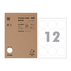 폼텍 분류표기용 전산라벨 63mm 20매 LQ-3640, 12칸, 1개