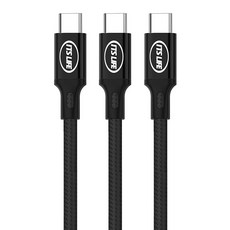 이츠라이프 칸쿤 USB C타입 고속충전 케이블 3p, 2m, 블랙, 1개