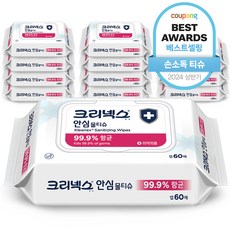 크리넥스 안심 물티슈 캡형, 4.64g, 60개입, 12개