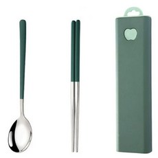 마이민 깔끔한 스텐수저세트, 그린, 수저 + 젓가락, 1세트