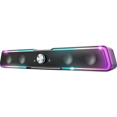 빅트랙 RGB 레인보우 터치 LED 유선 2채널 PC용 가전디지털 게이밍 사운드바 스피커, SB-01, 블랙