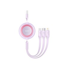 Baseus 倍思 明鏡系列 2 伸縮快充數據線 3合1 USB to MHL+C 3.5A, 1.1m, 紫色, 1條