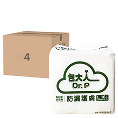 Dr.P 包大人 防漏護膚 成人黏貼型紙尿褲 L (適用腰圍40-55吋), 添加蘆薈及維他命E, L 腰圍40~55吋, 16片, 4包